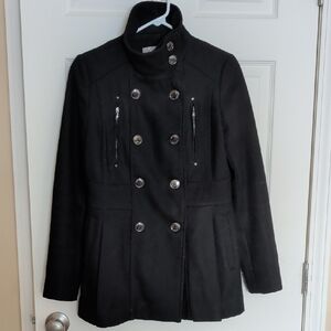 Kenneth Cole Black Double-Breasted Pea Coat